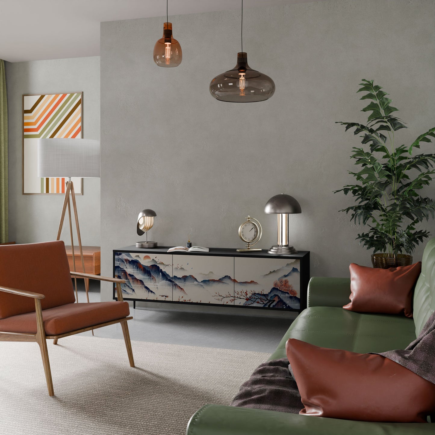 JAPANESE LANDSCAPE Mobile TV a 3 Ante in Finitura Nera