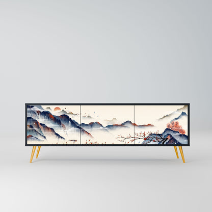 JAPANESE LANDSCAPE Mobile TV a 3 Ante in Finitura Nera