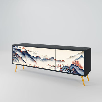 JAPANESE LANDSCAPE Mobile TV a 3 Ante in Finitura Nera