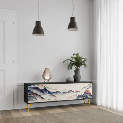 JAPANESE LANDSCAPE Mobile TV a 3 Ante in Finitura Nera