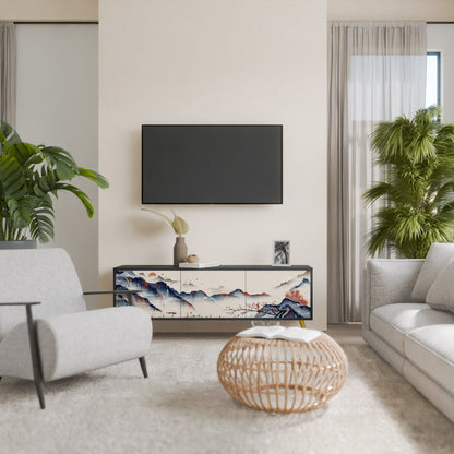 JAPANESE LANDSCAPE Mobile TV a 3 Ante in Finitura Nera