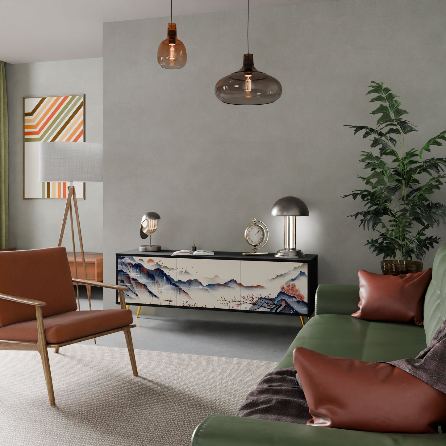 JAPANESE LANDSCAPE Mobile TV a 3 Ante in Finitura Nera