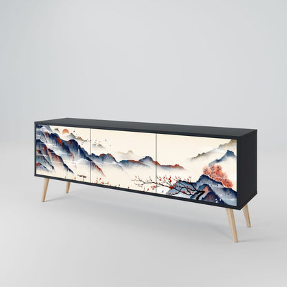 JAPANESE LANDSCAPE Mobile TV a 3 Ante in Finitura Nera