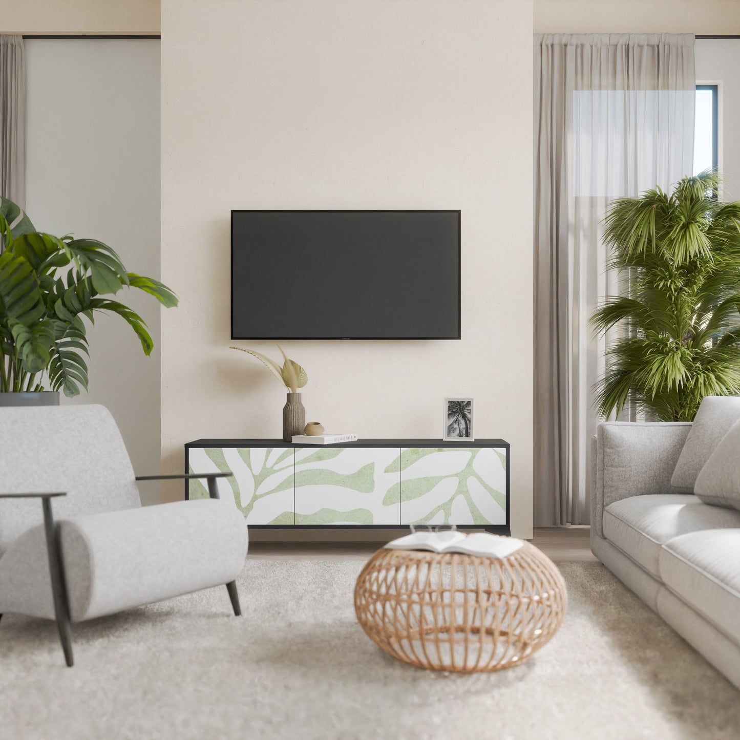 BOTANICAL SPARK Mobile TV a 3 Ante in Finitura Nera