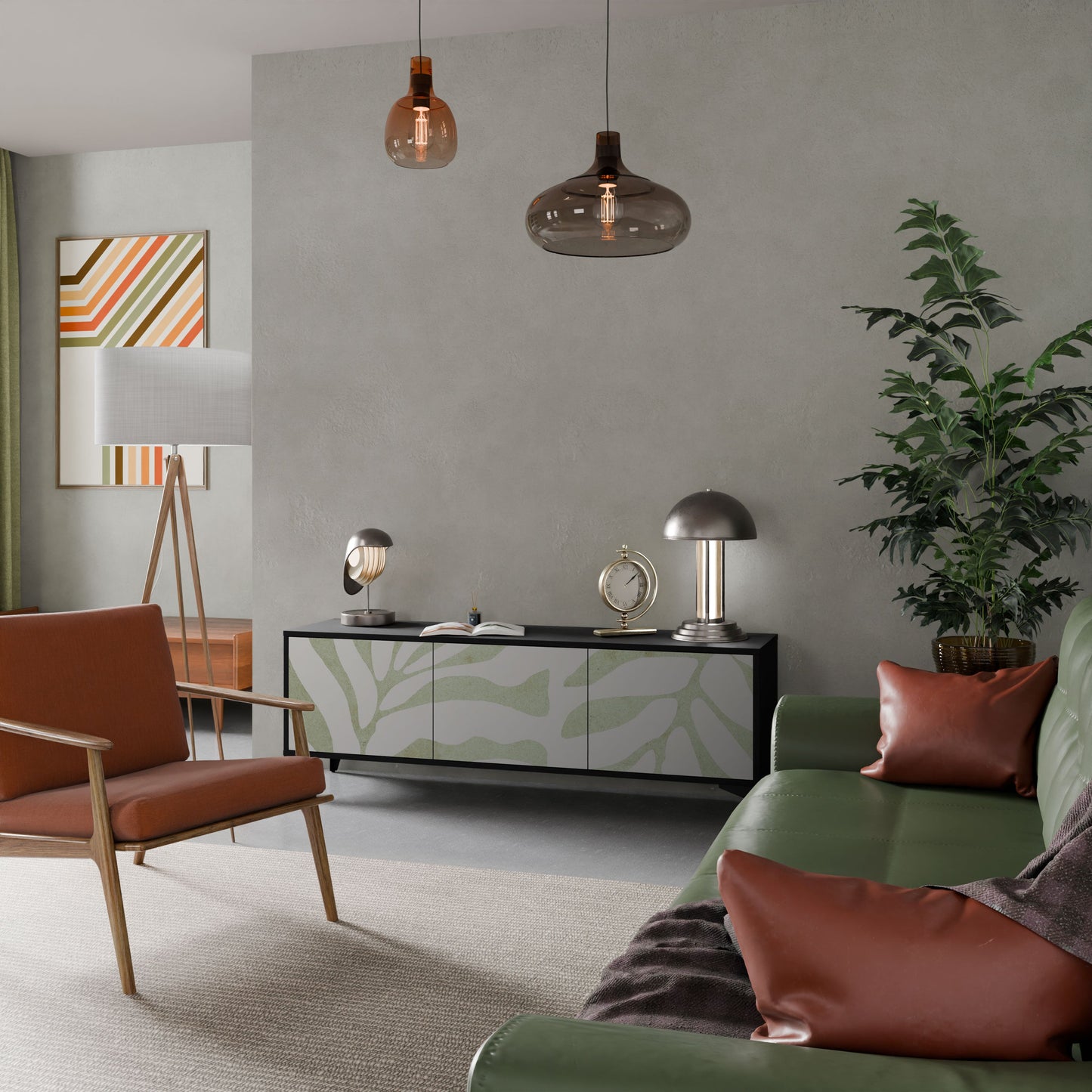 BOTANICAL SPARK Mobile TV a 3 Ante in Finitura Nera