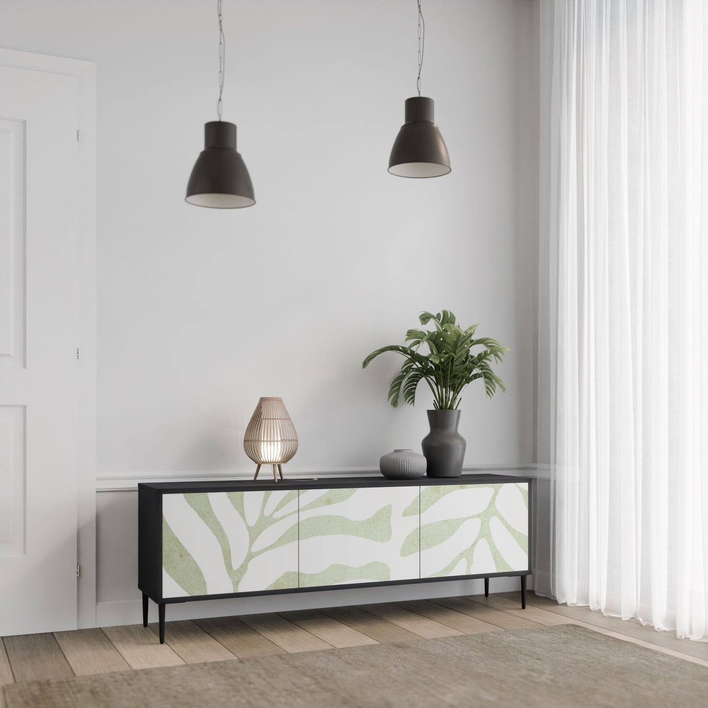 BOTANICAL SPARK Mobile TV a 3 Ante in Finitura Nera