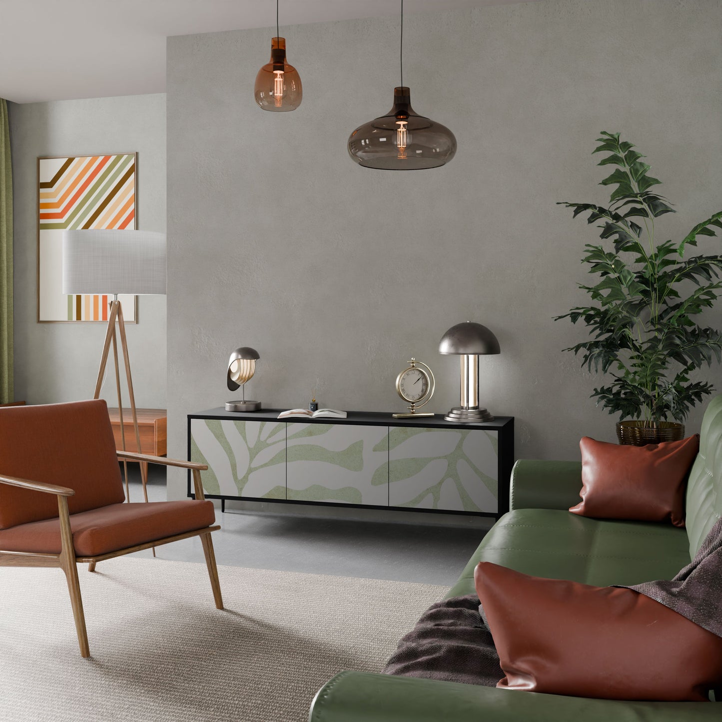 BOTANICAL SPARK Mobile TV a 3 Ante in Finitura Nera