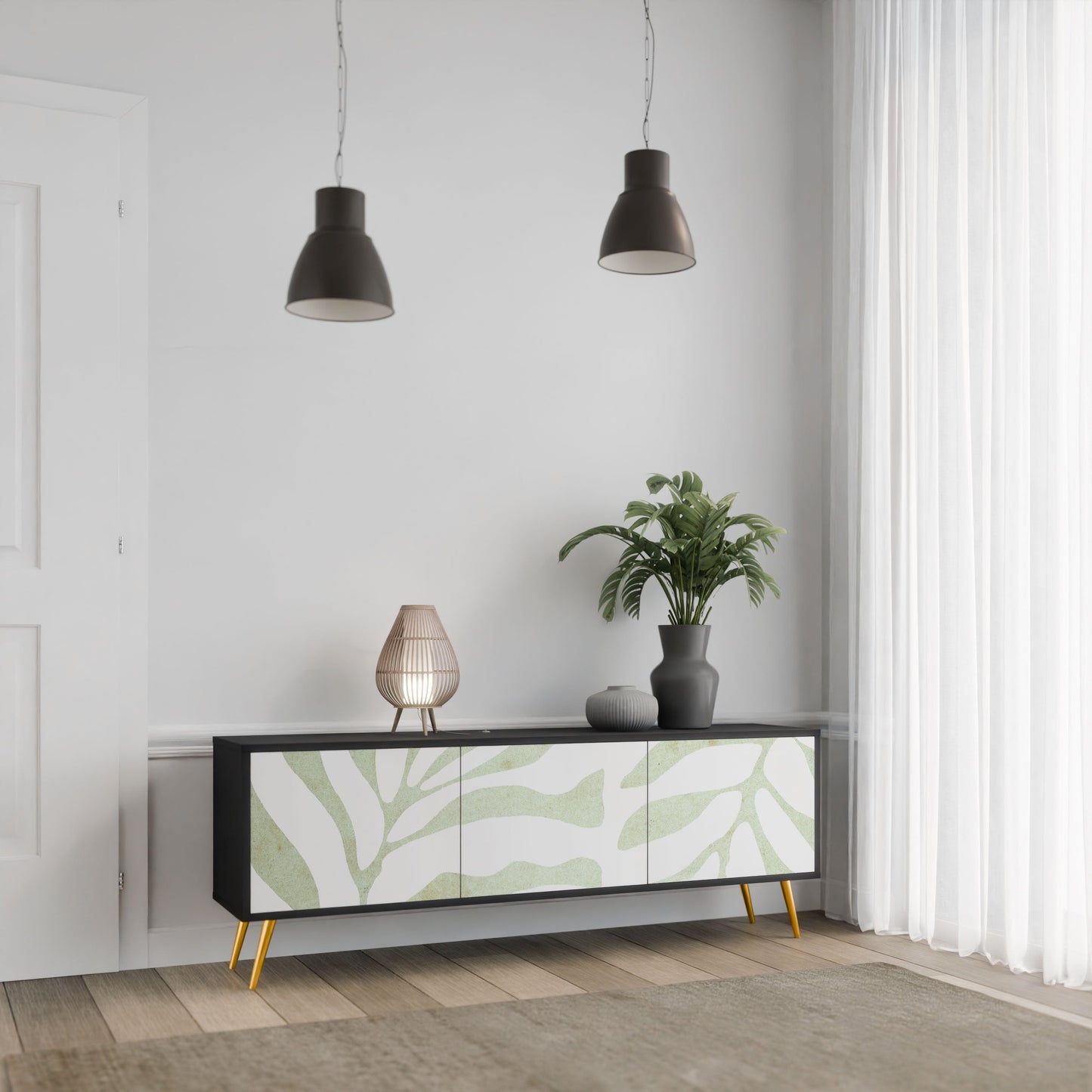 BOTANICAL SPARK Mobile TV a 3 Ante in Finitura Nera