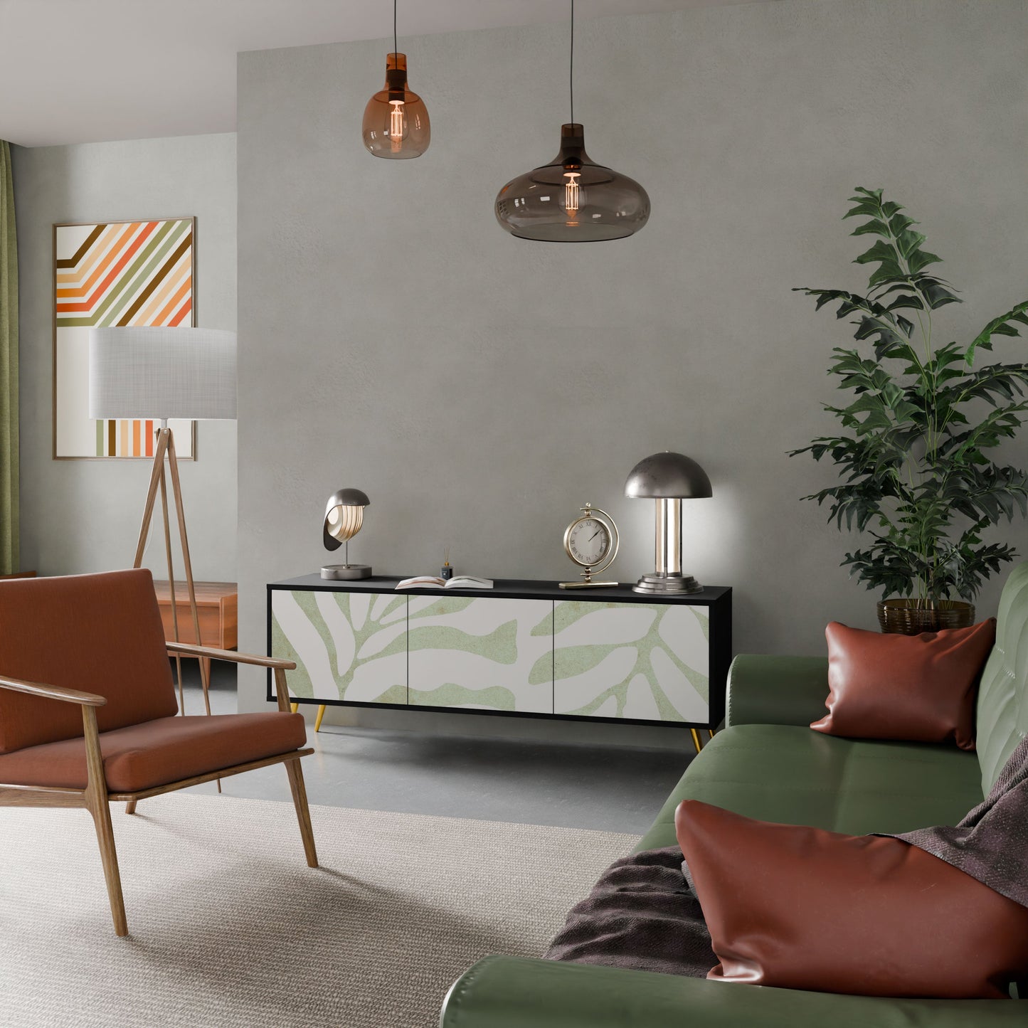 BOTANICAL SPARK Mobile TV a 3 Ante in Finitura Nera