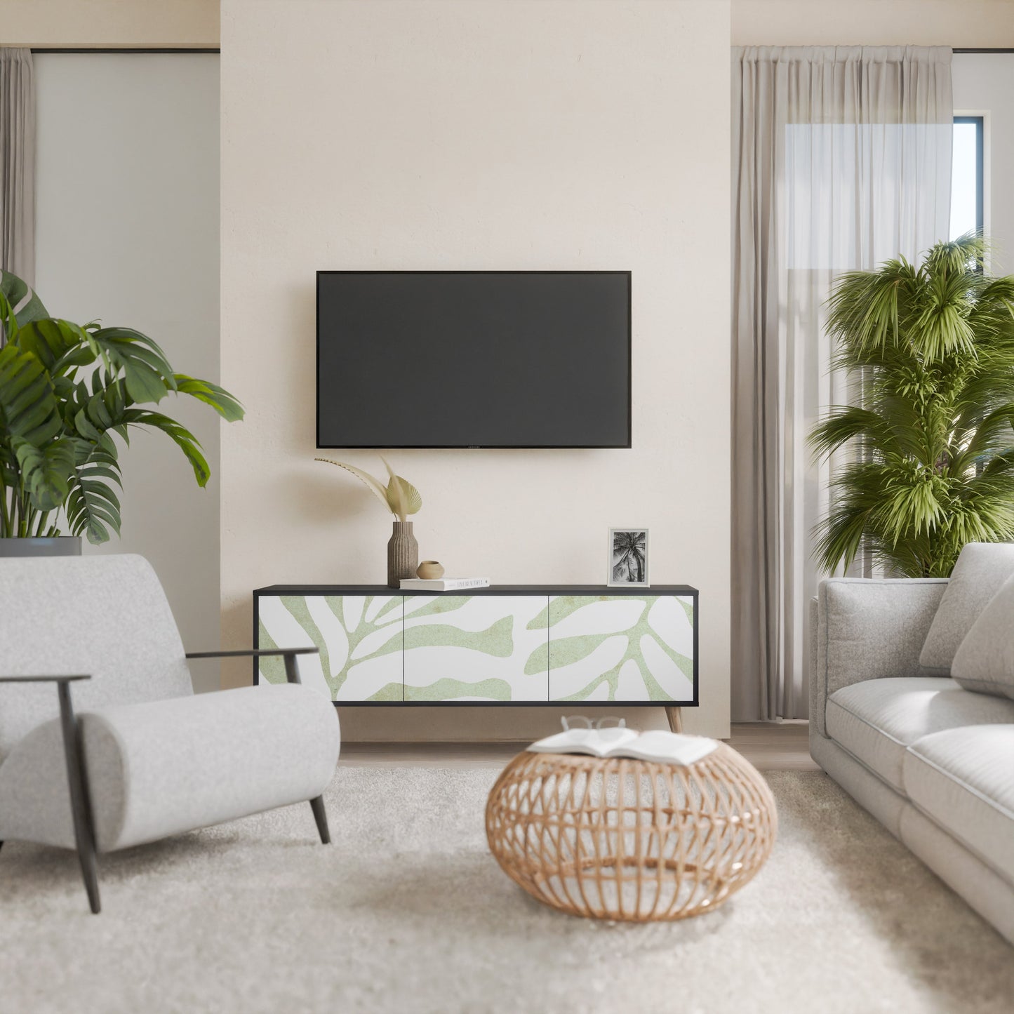 BOTANICAL SPARK Mobile TV a 3 Ante in Finitura Nera