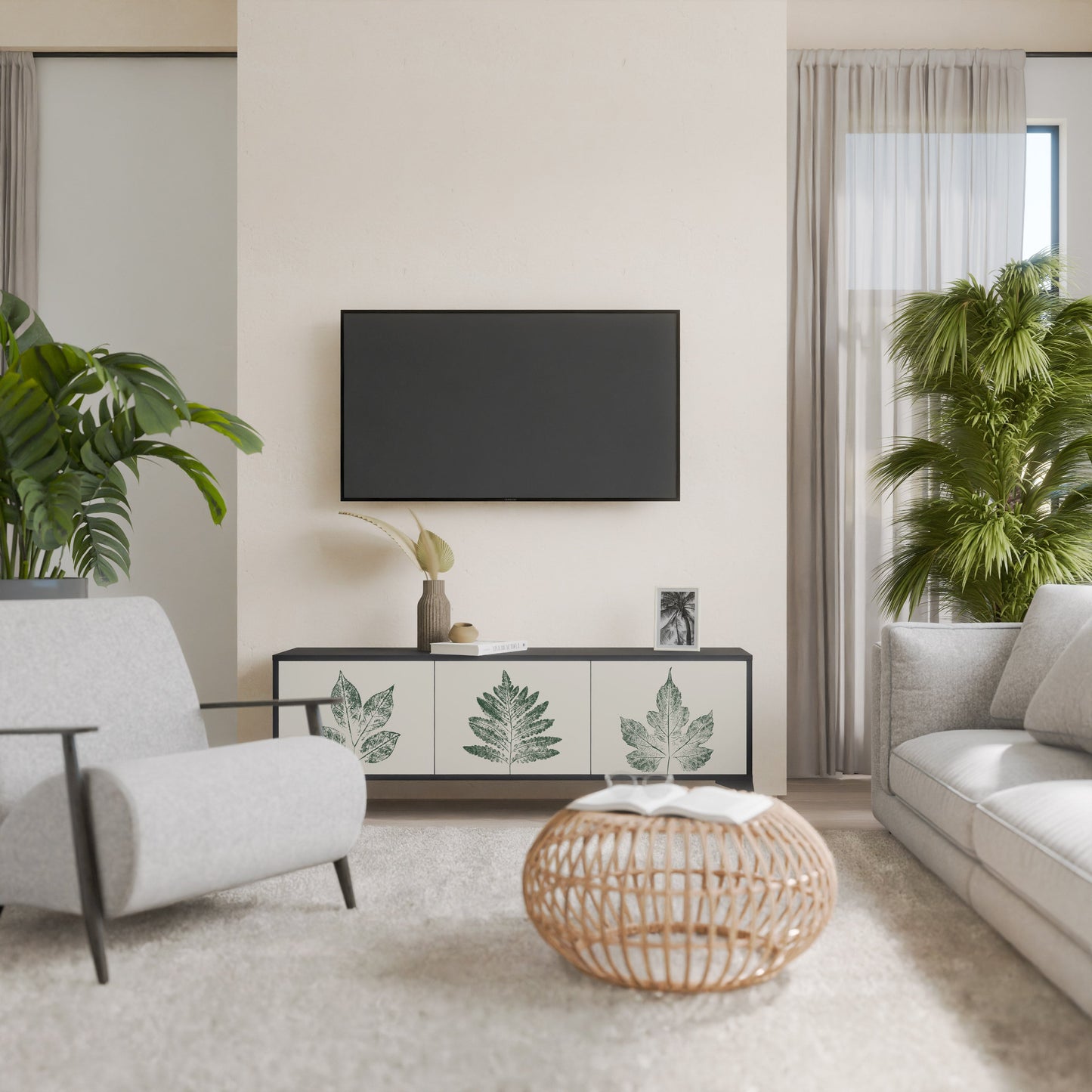 GREEN LEAFY STAMPS Mobile TV a 3 Ante in Finitura Nera