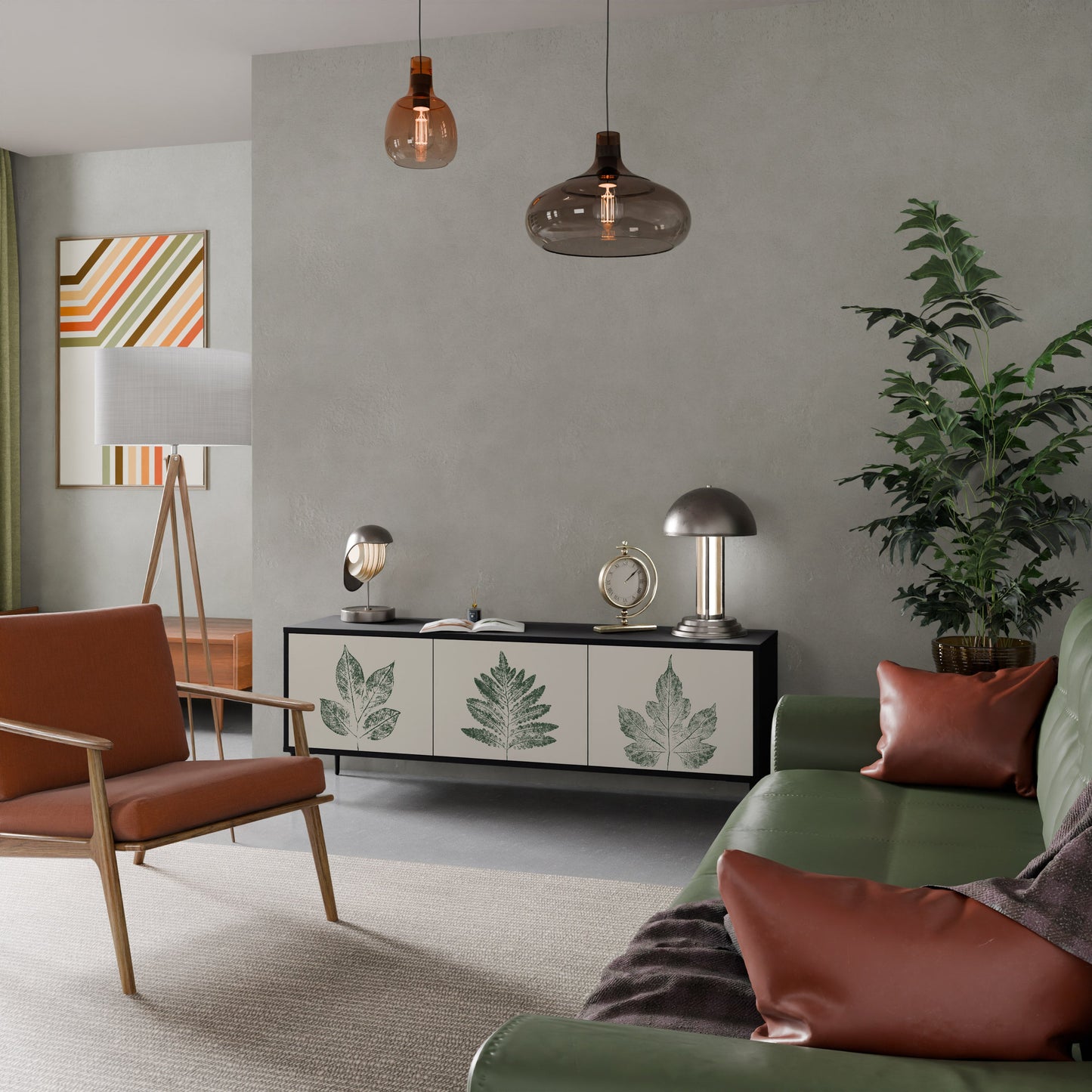 GREEN LEAFY STAMPS Mobile TV a 3 Ante in Finitura Nera