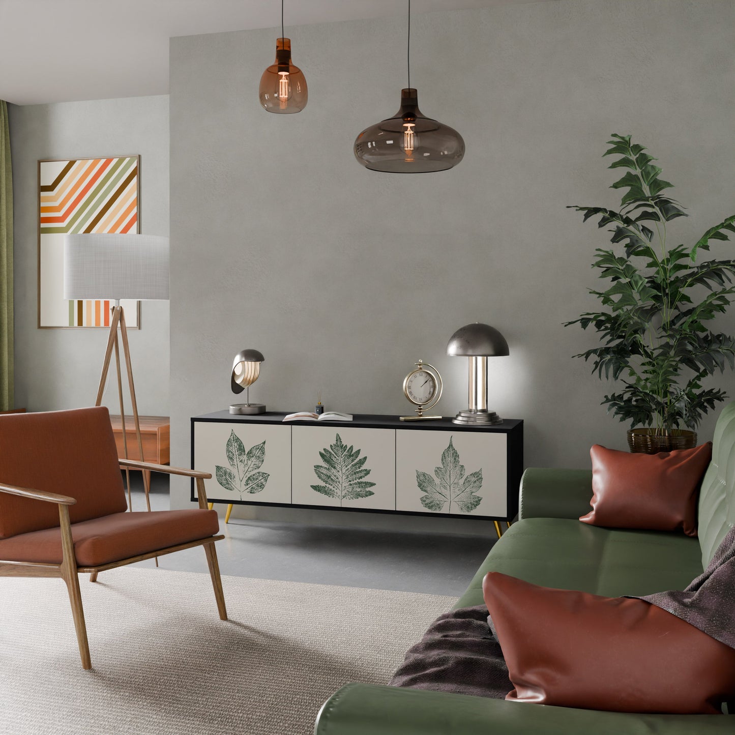 GREEN LEAFY STAMPS Mobile TV a 3 Ante in Finitura Nera