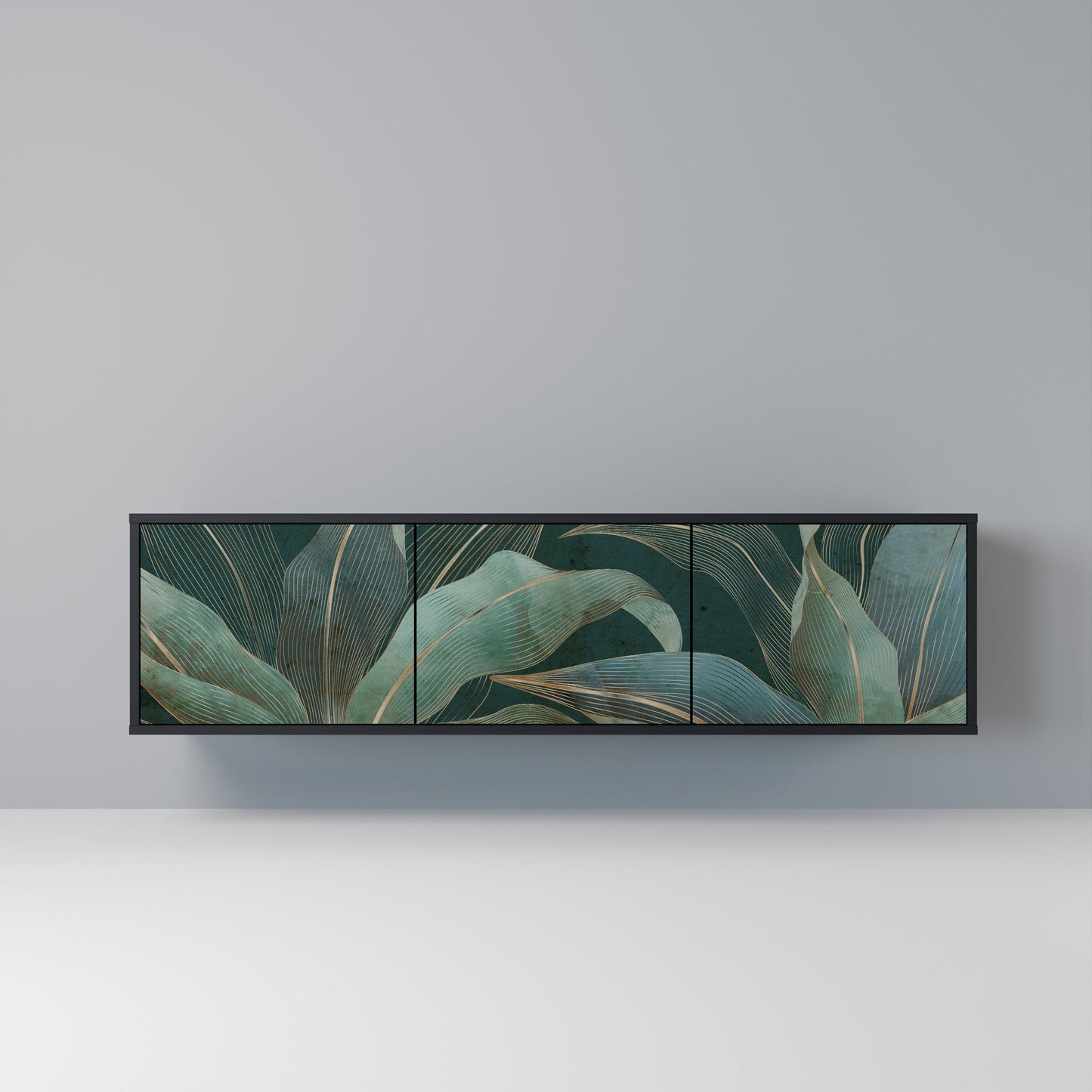 ROYAL GREEN 3-Door TV Stand in Black Finish