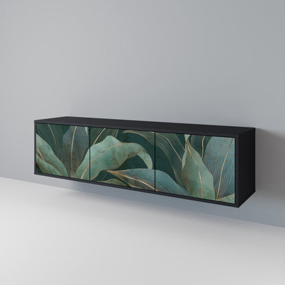 ROYAL GREEN 3-Door TV Stand in Black Finish