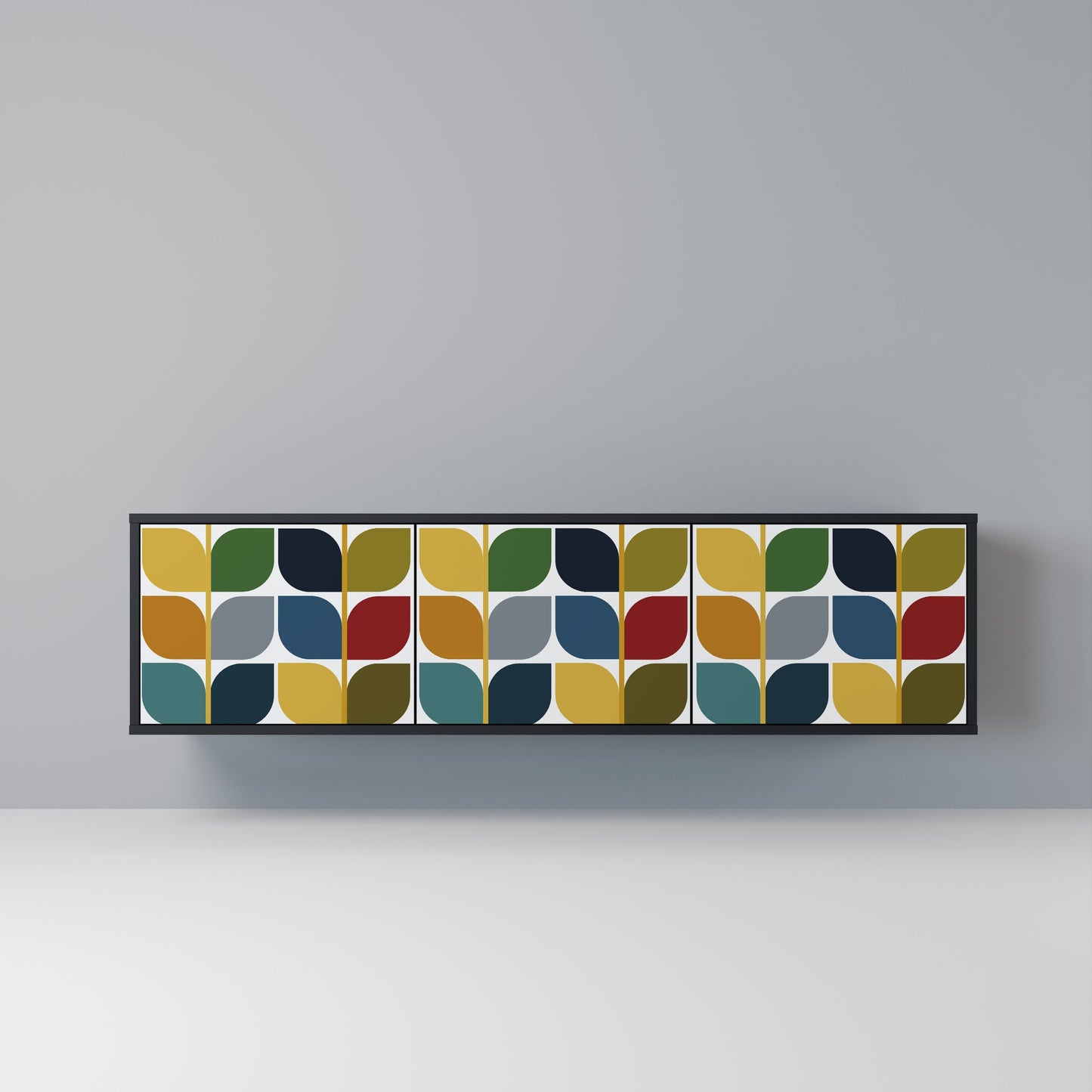 WEIGHTLESS HOURS 3-Door TV Stand in Black Finish