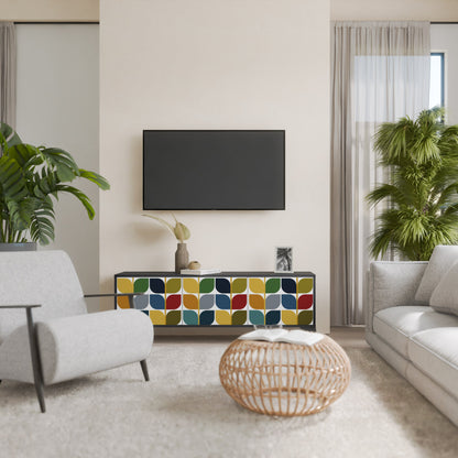 WEIGHTLESS HOURS 3-Door TV Stand in Black Finish