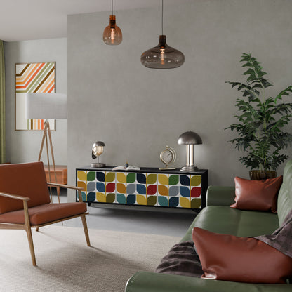 WEIGHTLESS HOURS 3-Door TV Stand in Black Finish