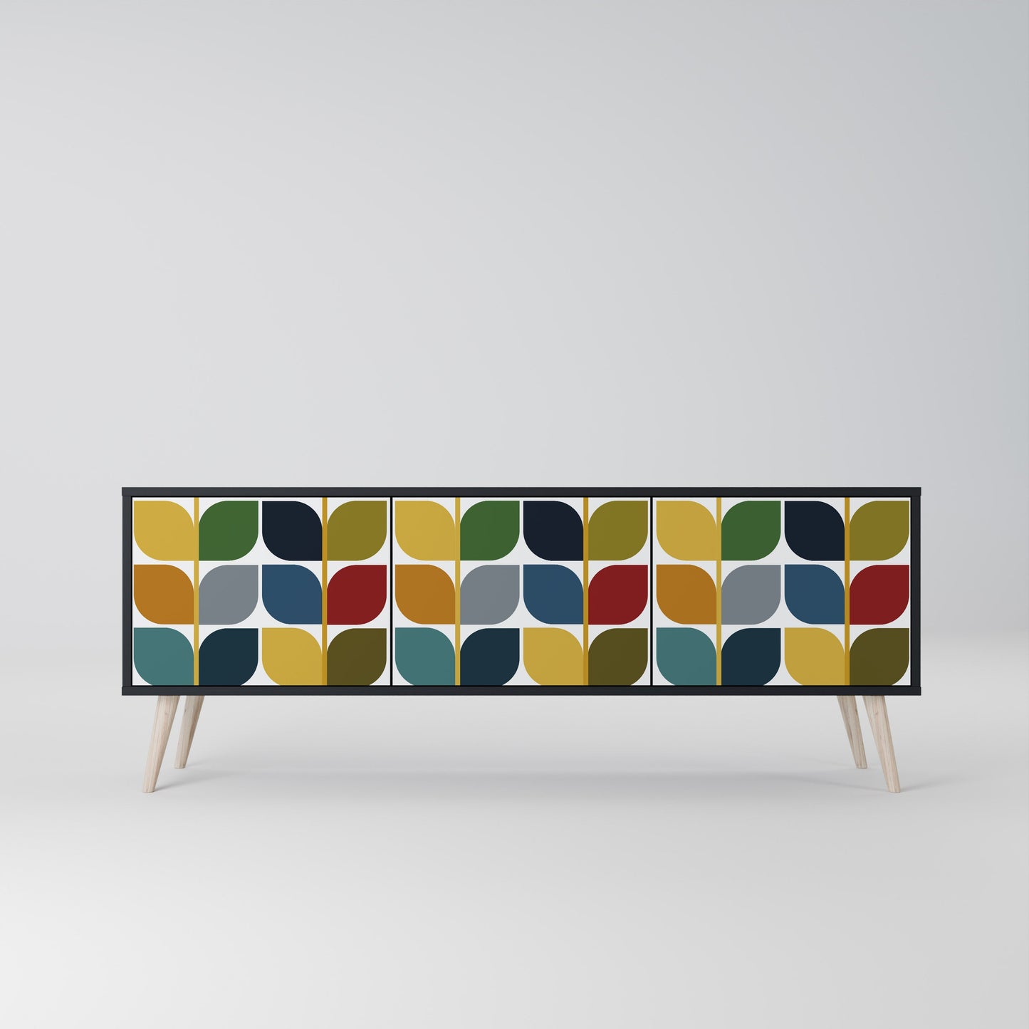 WEIGHTLESS HOURS 3-Door TV Stand in Black Finish