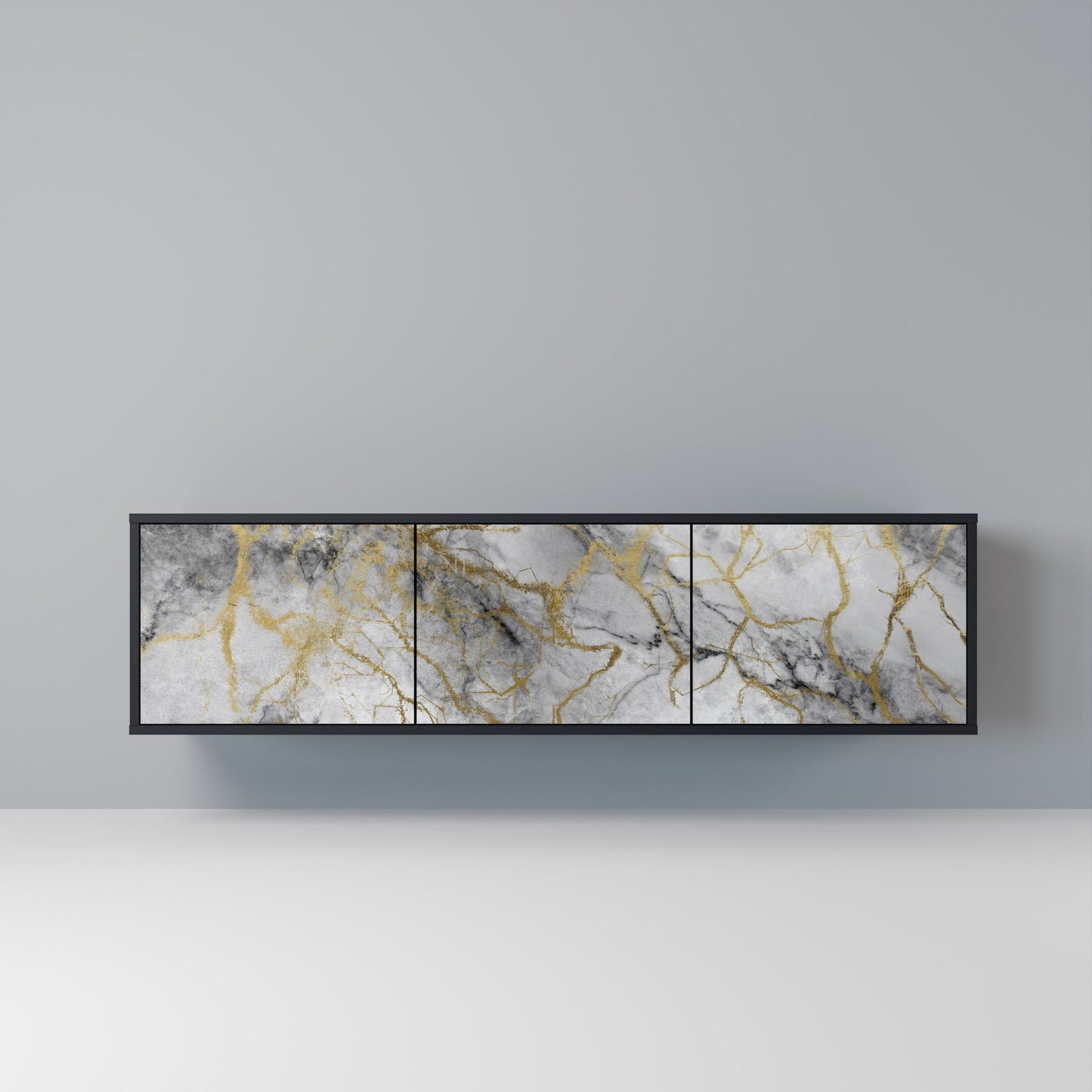 TIMELESS GLIDE 3-Door TV Stand in Black Finish