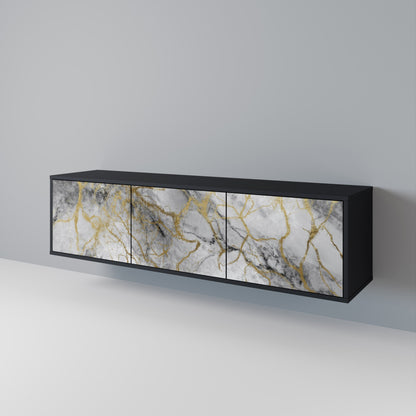 TIMELESS GLIDE 3-Door TV Stand in Black Finish