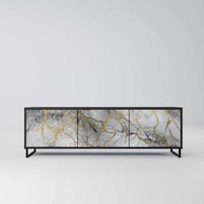 TIMELESS GLIDE 3-Door TV Stand in Black Finish