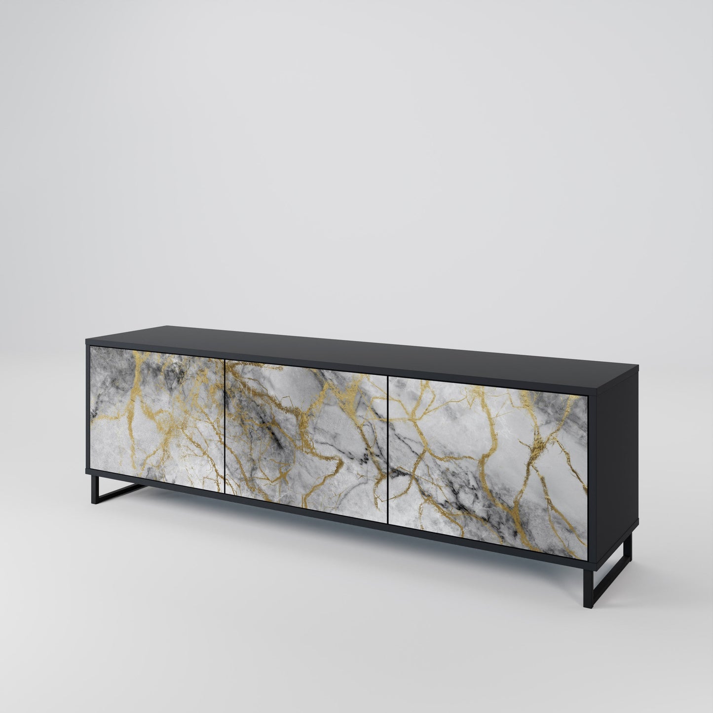 TIMELESS GLIDE 3-Door TV Stand in Black Finish