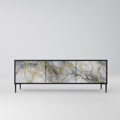 TIMELESS GLIDE 3-Door TV Stand in Black Finish