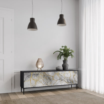 TIMELESS GLIDE 3-Door TV Stand in Black Finish