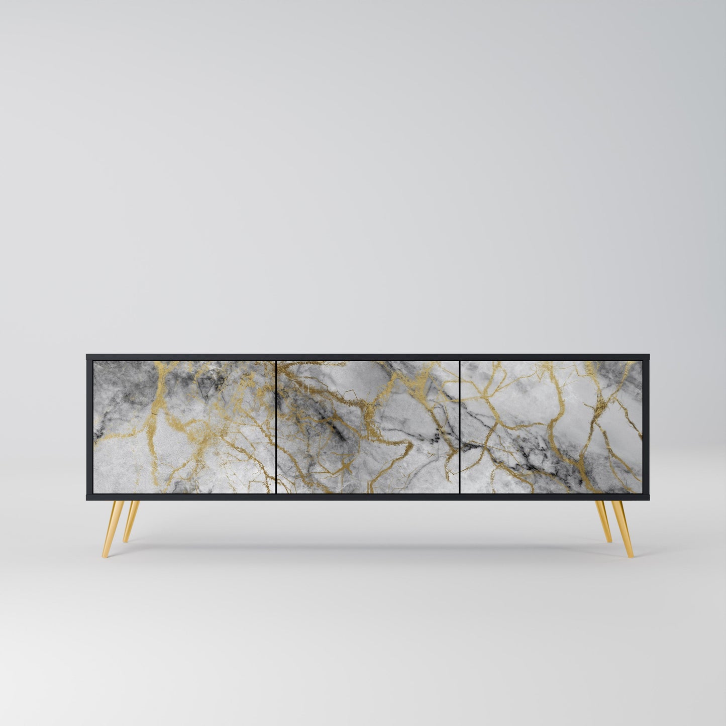 TIMELESS GLIDE 3-Door TV Stand in Black Finish