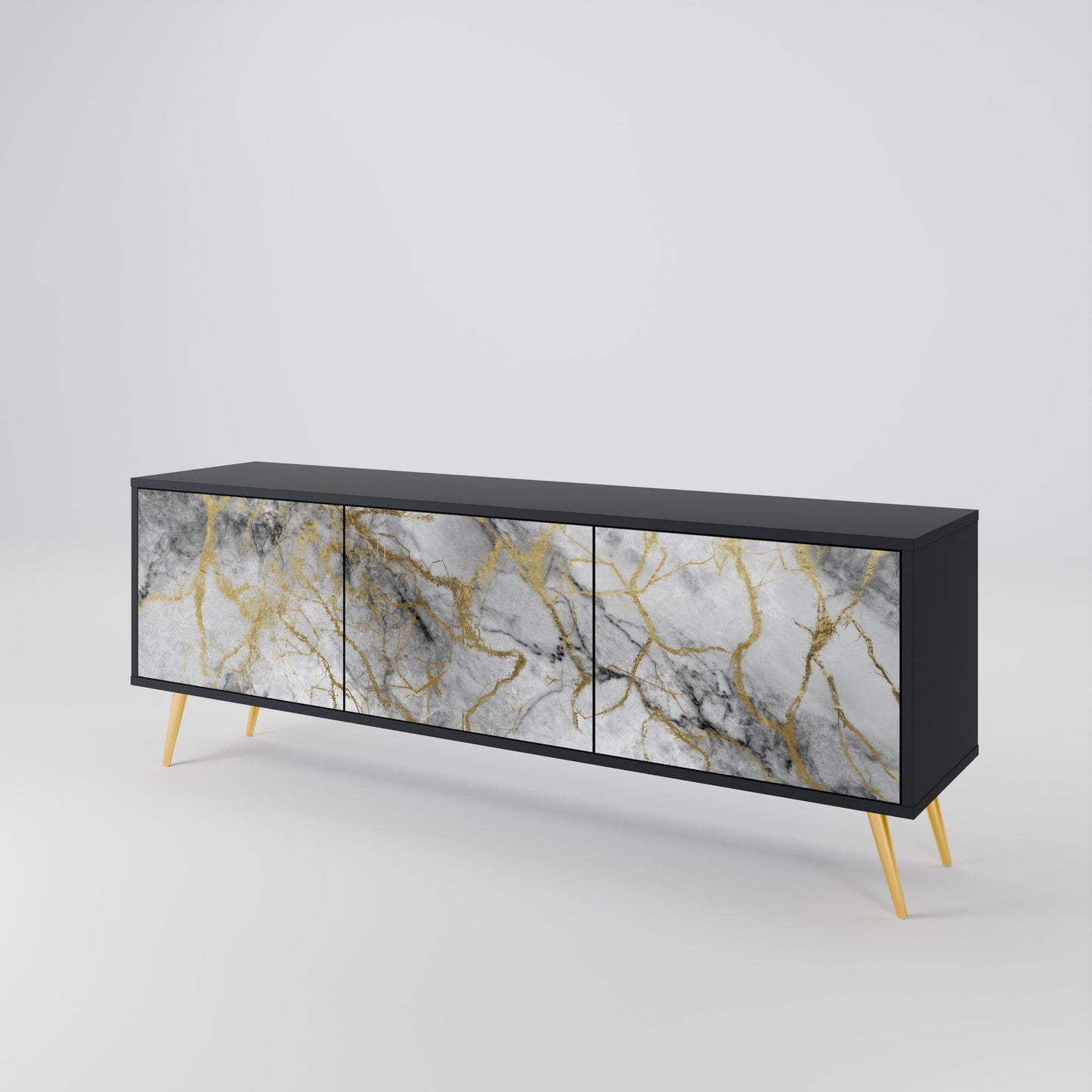 TIMELESS GLIDE 3-Door TV Stand in Black Finish