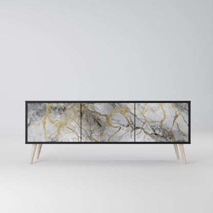 TIMELESS GLIDE 3-Door TV Stand in Black Finish