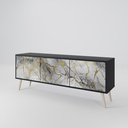 TIMELESS GLIDE 3-Door TV Stand in Black Finish