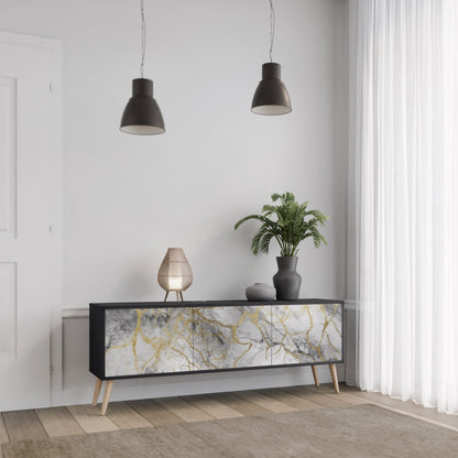 TIMELESS GLIDE 3-Door TV Stand in Black Finish