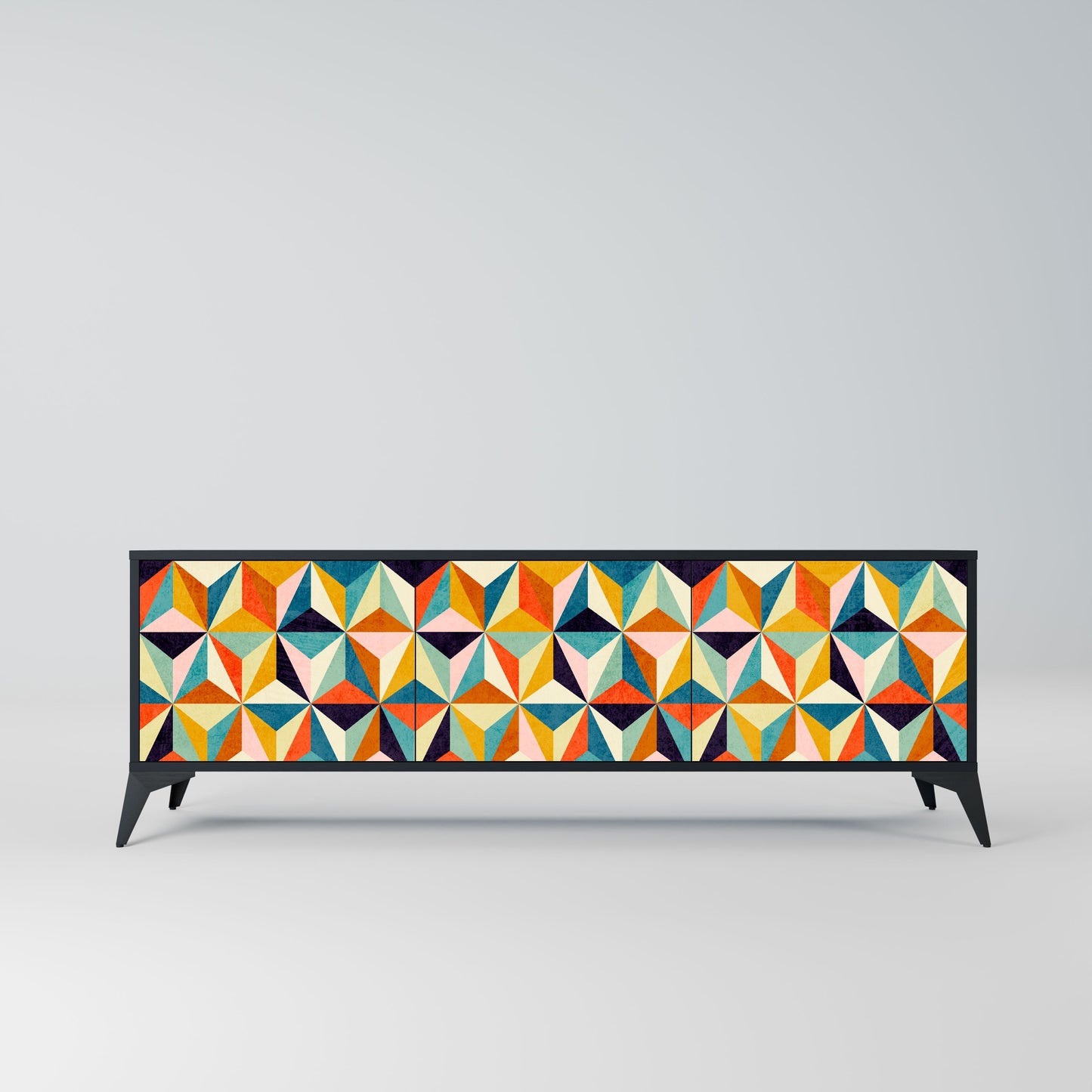 TESSELATE TREASURES Mobile TV a 3 Ante in Finitura Nera