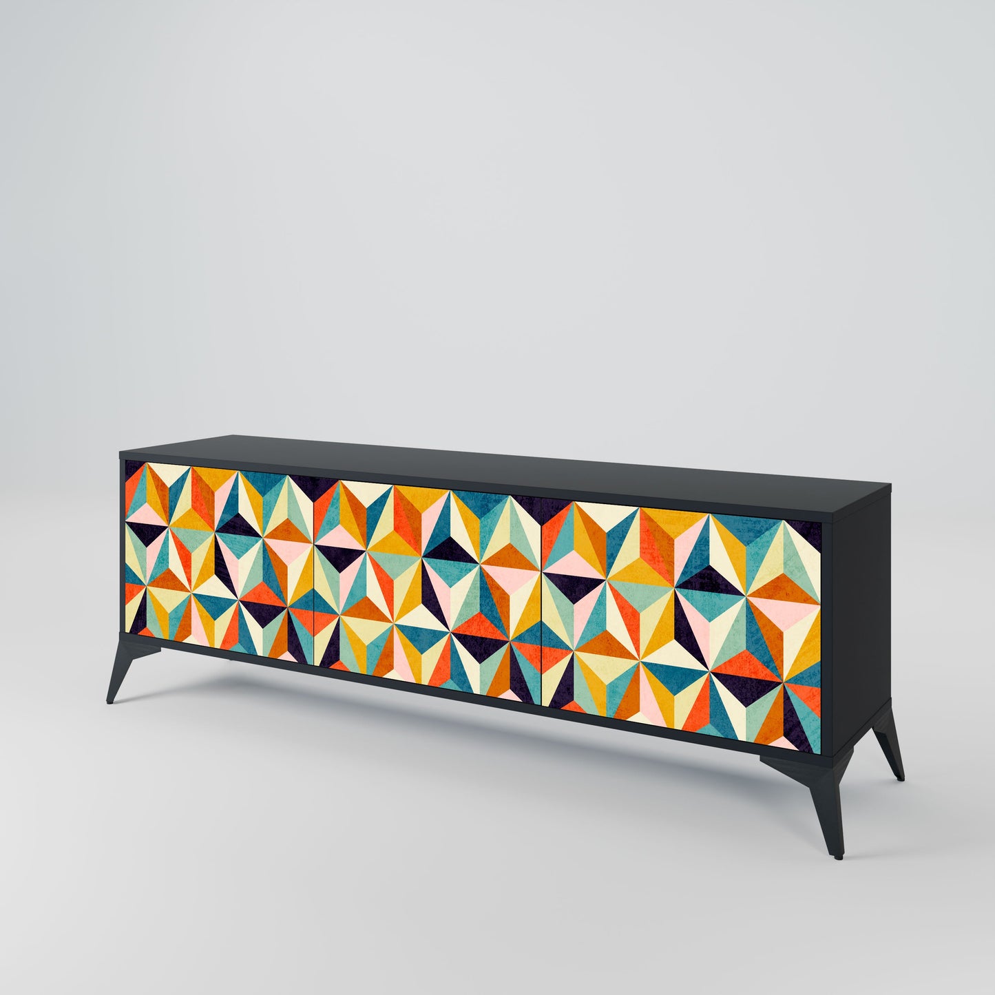 TESSELATE TREASURES Mobile TV a 3 Ante in Finitura Nera