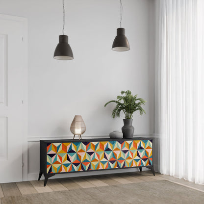 TESSELATE TREASURES Mobile TV a 3 Ante in Finitura Nera