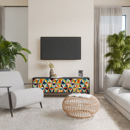 TESSELATE TREASURES Mobile TV a 3 Ante in Finitura Nera