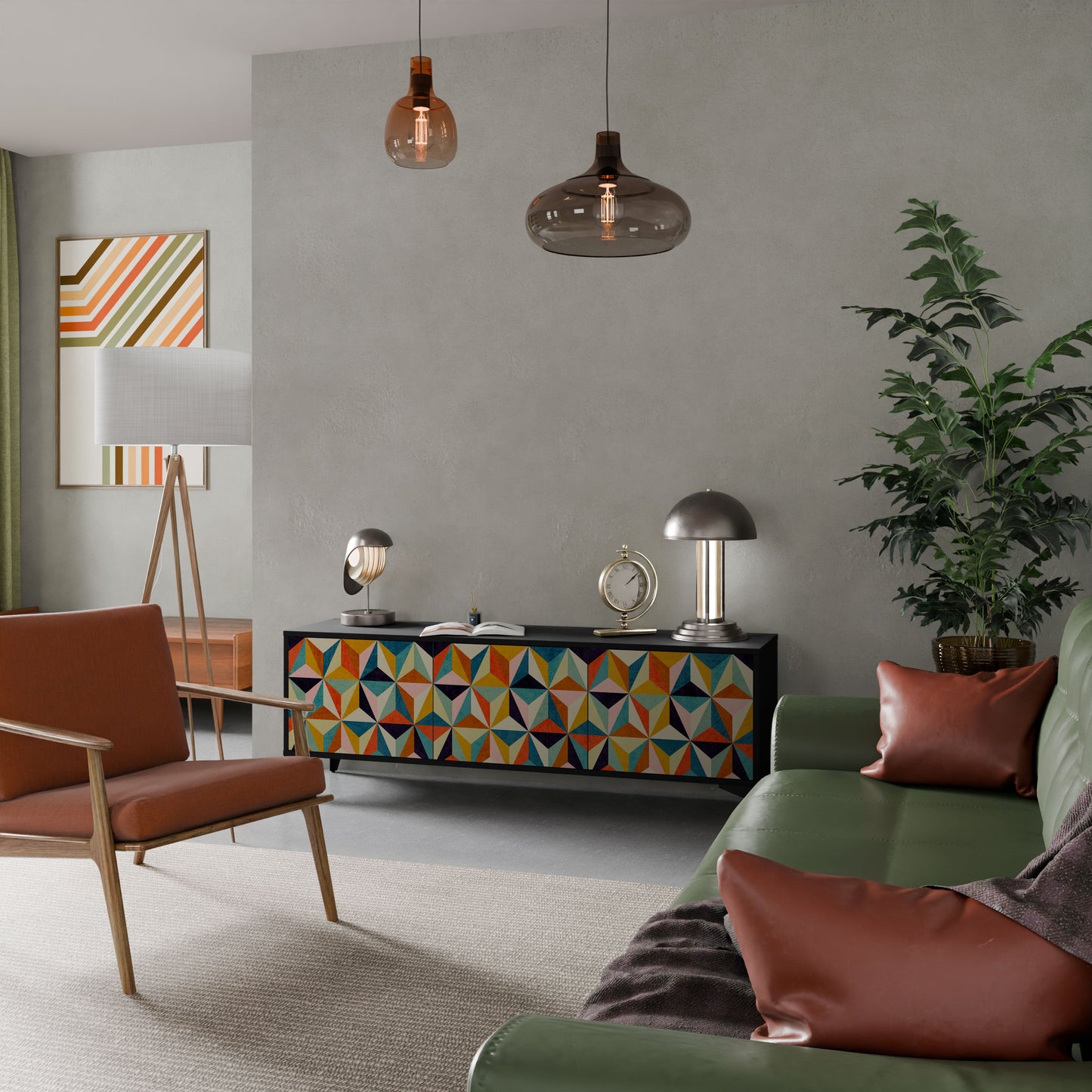 TESSELATE TREASURES Mobile TV a 3 Ante in Finitura Nera