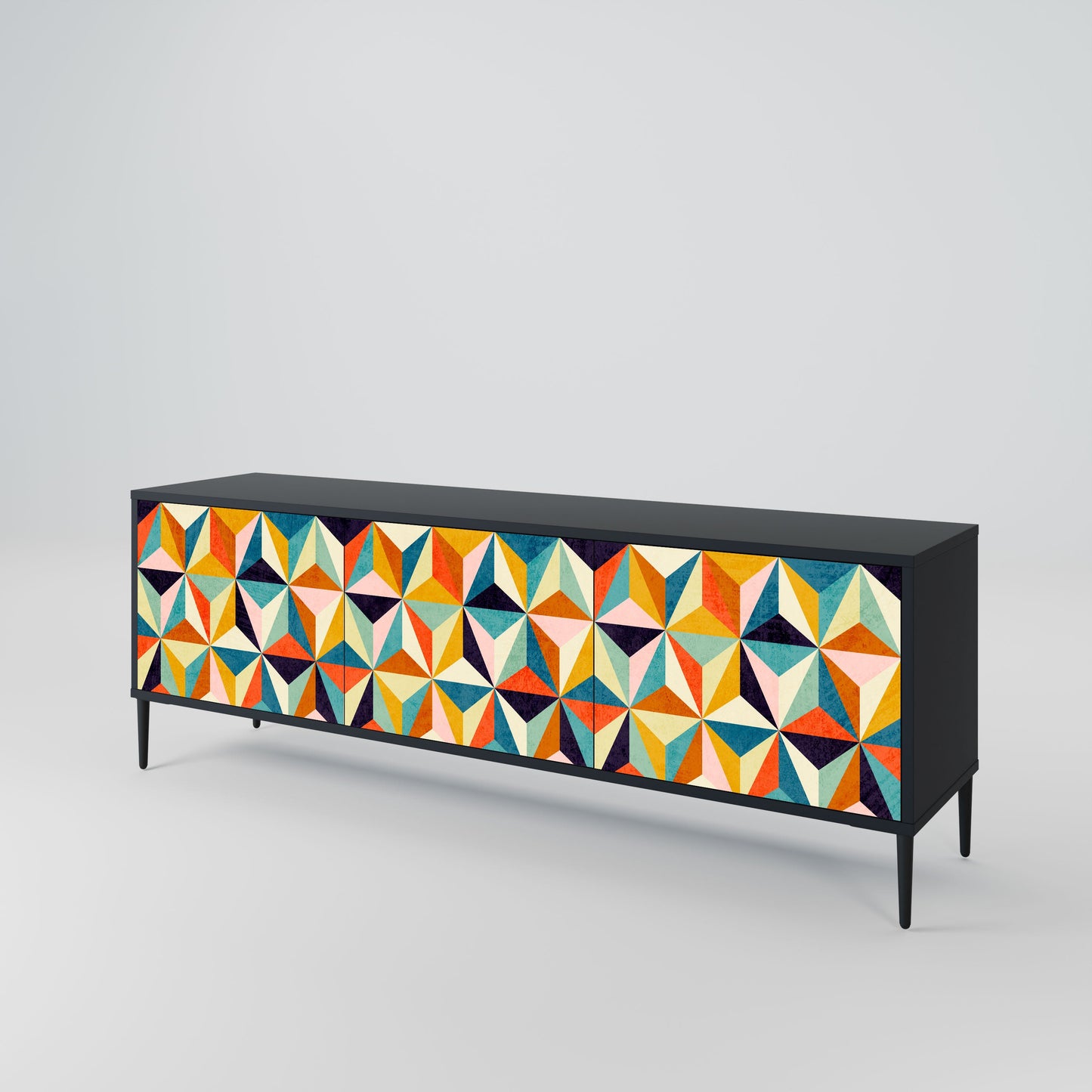 TESSELATE TREASURES Mobile TV a 3 Ante in Finitura Nera