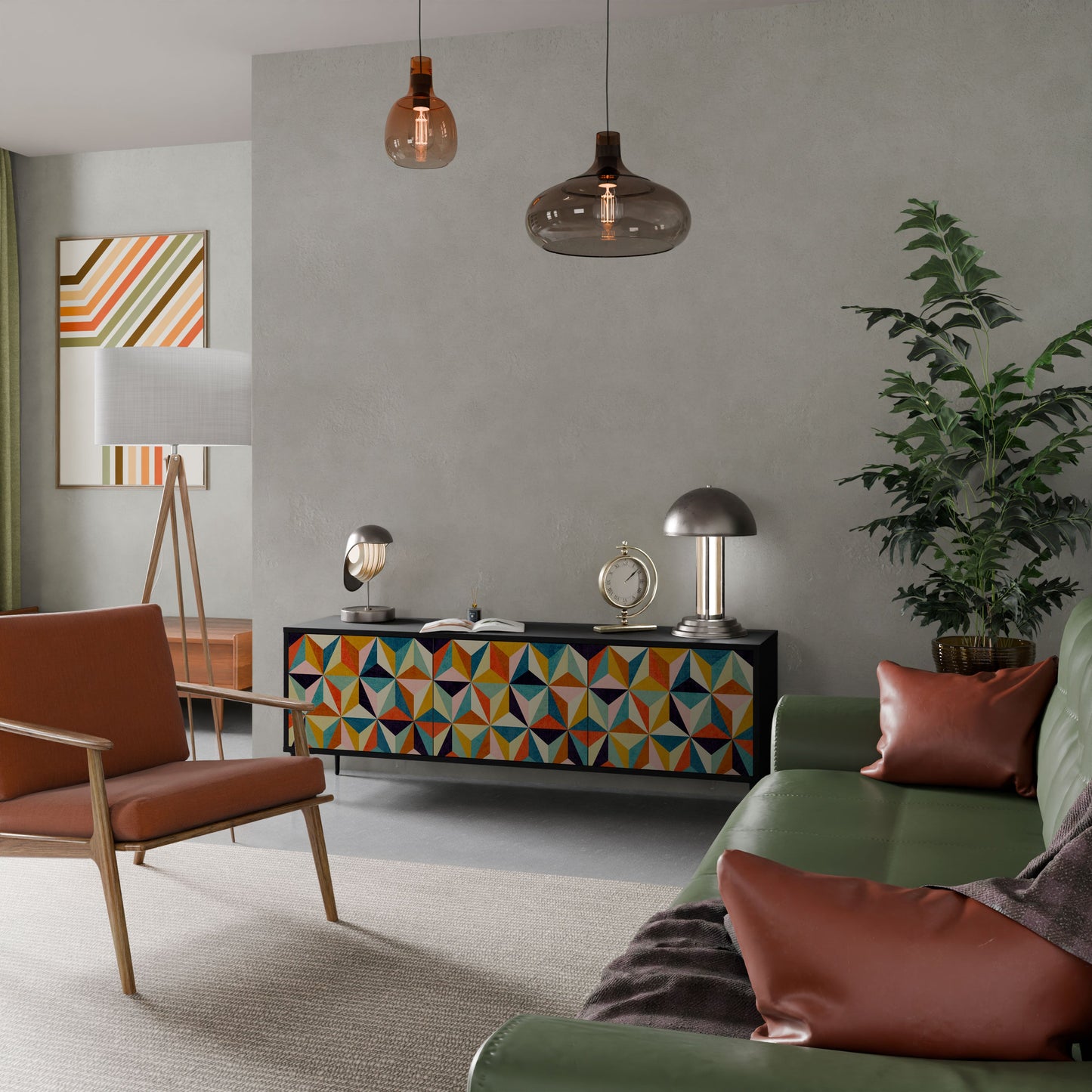 TESSELATE TREASURES Mobile TV a 3 Ante in Finitura Nera