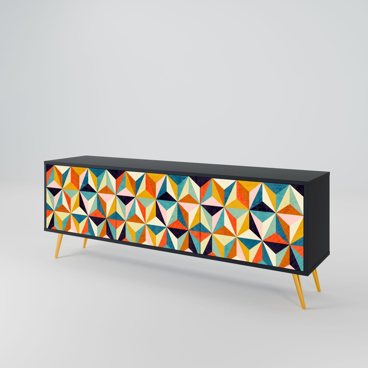 TESSELATE TREASURES Mobile TV a 3 Ante in Finitura Nera