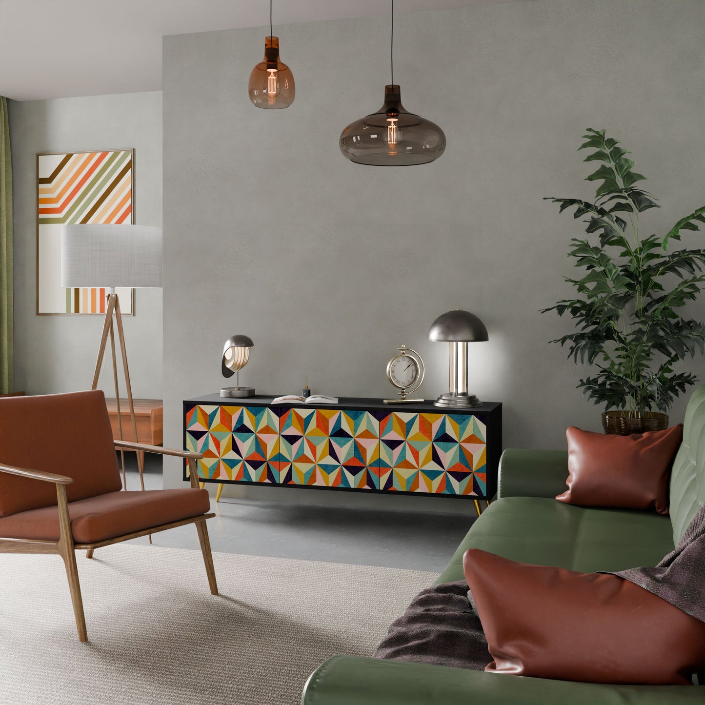 TESSELATE TREASURES Mobile TV a 3 Ante in Finitura Nera