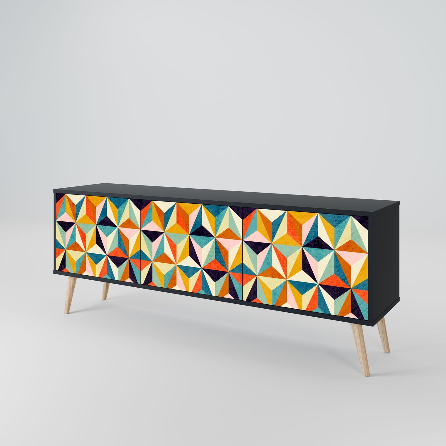 TESSELATE TREASURES Mobile TV a 3 Ante in Finitura Nera