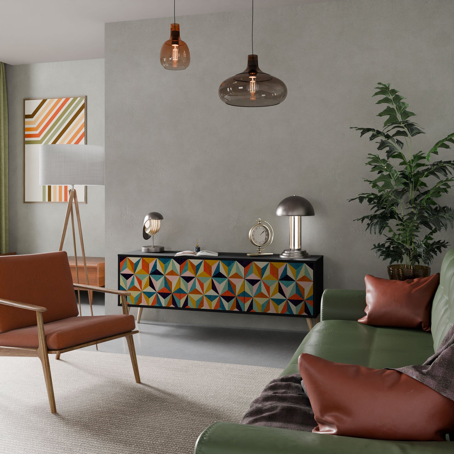 TESSELATE TREASURES Mobile TV a 3 Ante in Finitura Nera