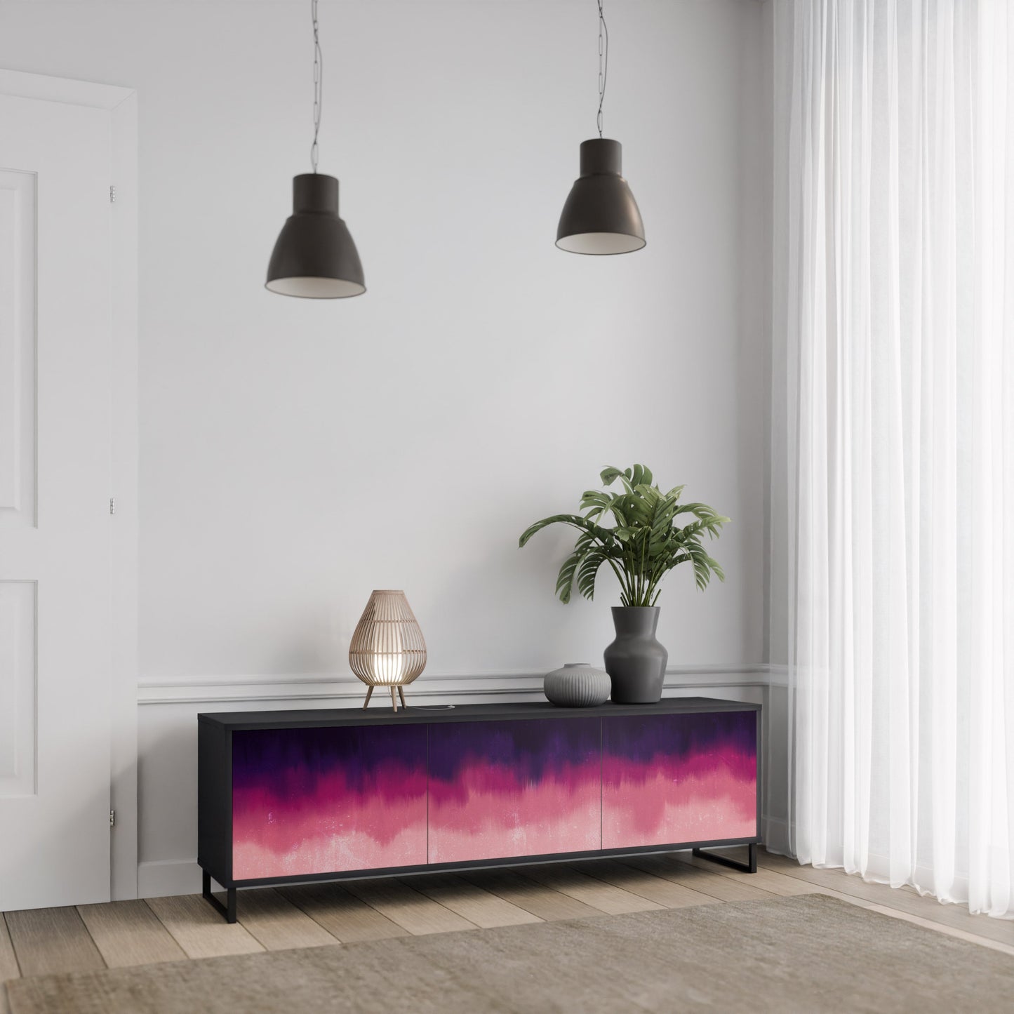 AURORA BOREALIS Mobile TV a 3 Ante in Finitura Nera