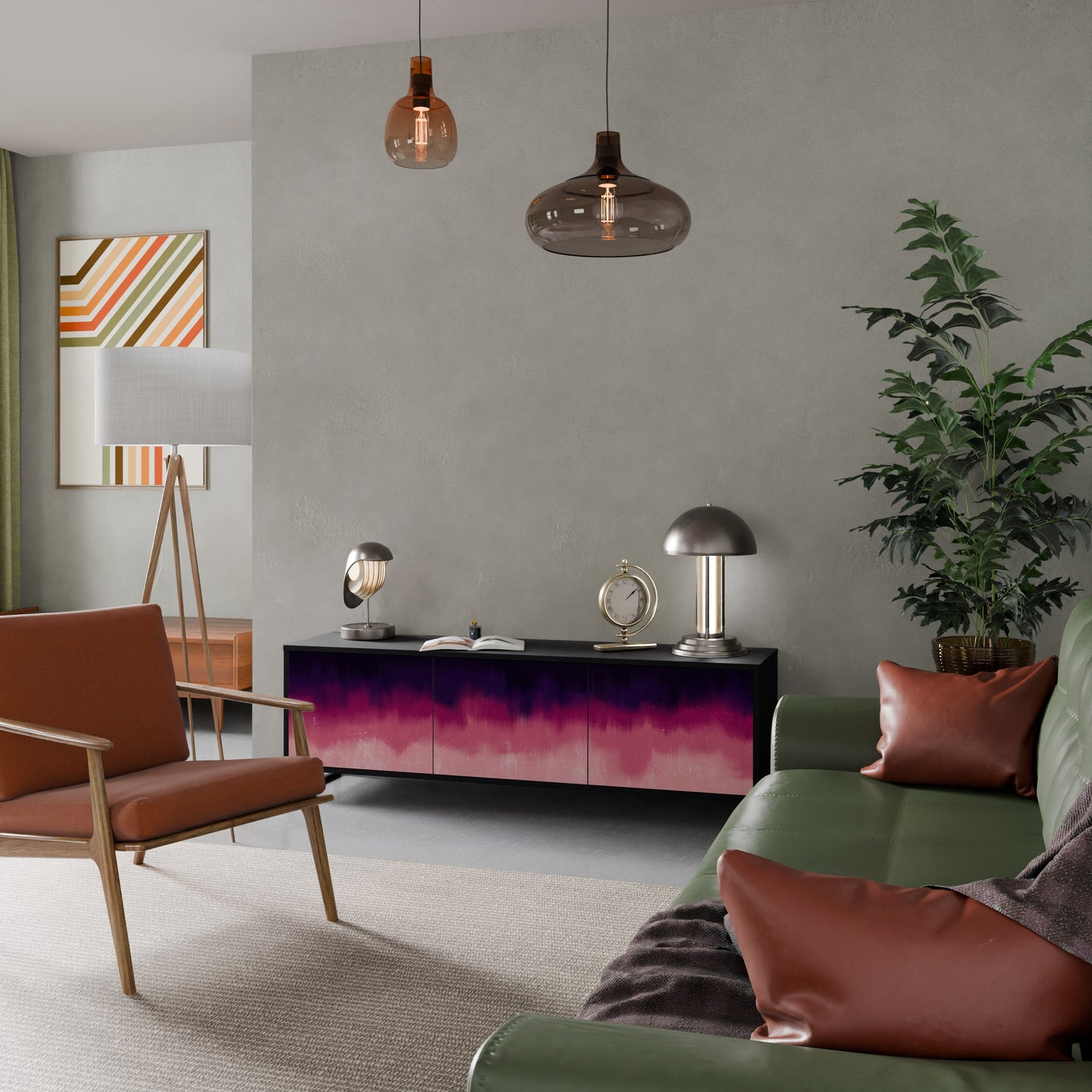 AURORA BOREALIS Mobile TV a 3 Ante in Finitura Nera