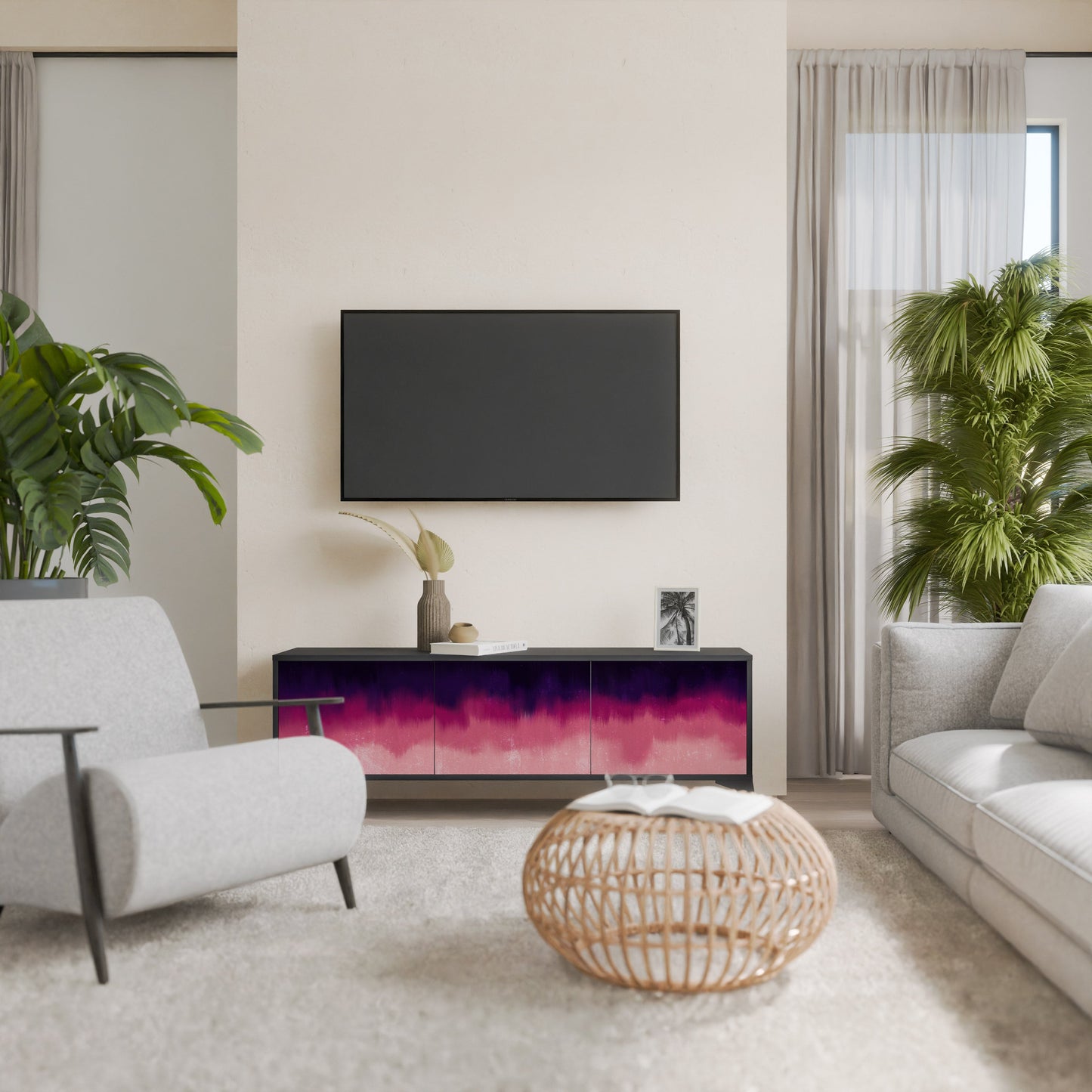 AURORA BOREALIS Mobile TV a 3 Ante in Finitura Nera