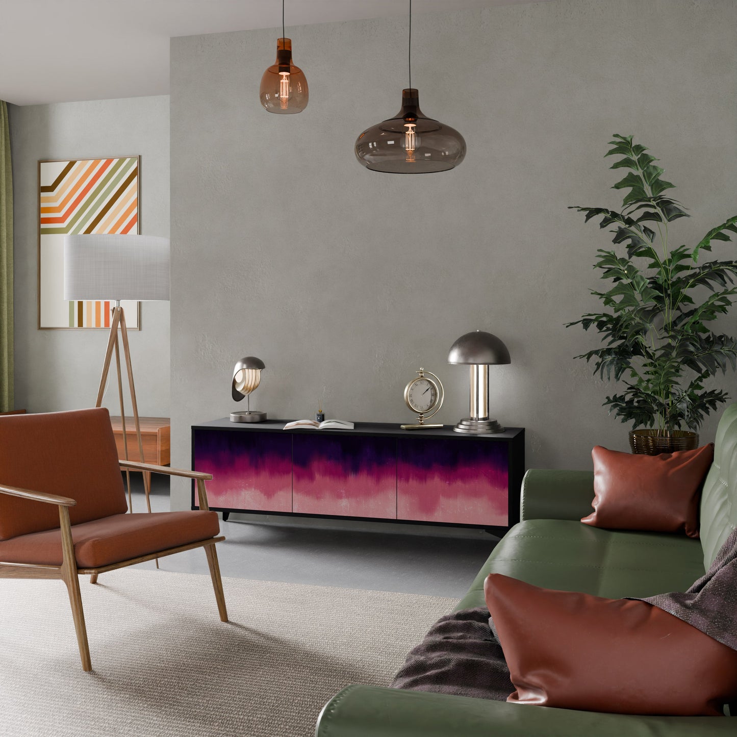 AURORA BOREALIS Mobile TV a 3 Ante in Finitura Nera