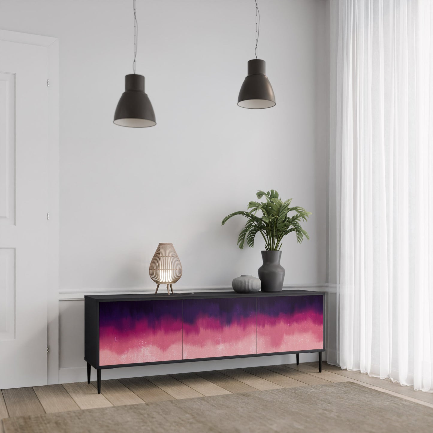 AURORA BOREALIS Mobile TV a 3 Ante in Finitura Nera